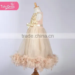 The Ivory Color Girls Boutique Dress With Fluffy Feather thumbnail-3