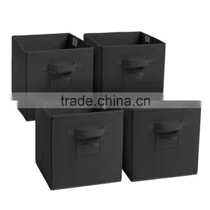 Fashion Red Colour Foldable Fabric Storage Box, Folding Basket Set of 4 thumbnail-3