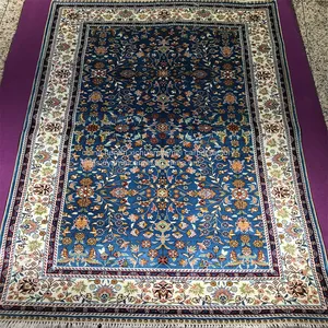 Yamei Lagend Blue Color Tabriz Design Persian Silk Carpet and Rug 3x5ft thumbnail-1