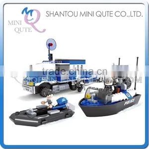 Mini Qute DIY Police Patrol Truck Vehicle Cruise Ship Action Figures Plastic Cube Building Blocks Brick Educational Toy NO.23605 thumbnail-1
