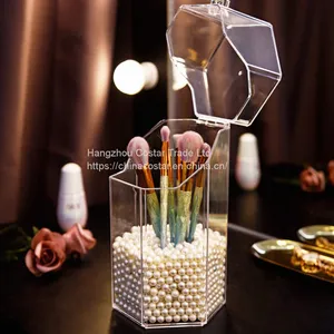 Hexagon Shaped Makeup Brush Holder Dustproof Comestic Brushes Organizer Storage thumbnail-4