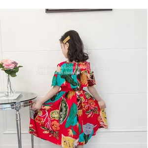 Summer New Girls Dress Children Cotton Silk Prom Long Dresses Korean Style 2 To 8 Years Old Kids Floral Printed Clothes thumbnail-3
