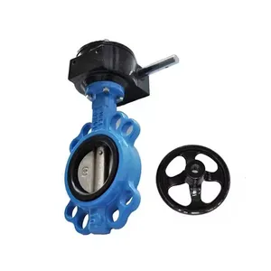 Ductile Iron Body Wafer Butterfly Valve With Gear Box Actuator thumbnail-1