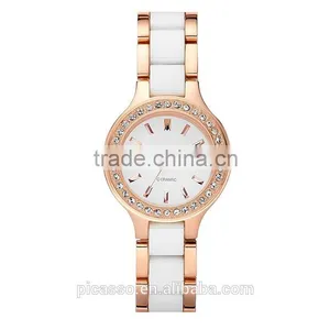 Black Silver Ceramic Quartz Ladies Bracelet Watch 8138 thumbnail-3
