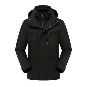 High End Detachable Two-piece Zipper Embroidered Logo Winter Workwear Windproof and Waterproof Three in One Outdoor Hiking Jacket thumbnail-2