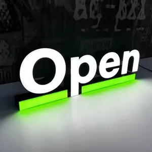 Outside Store Hollow Stainless Steel Acrylic Advertising LED Words Light Box Sign Board thumbnail-5