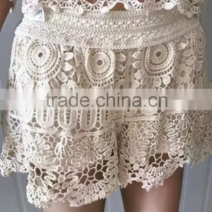 Embroidery Water Soluble Lace/cotton Lace Shorts for Girls in Summer thumbnail-4