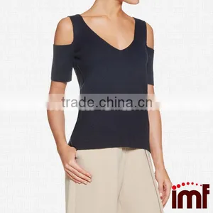 Cold Shoulder Sweater,Open Shoulder Sweater Top thumbnail-2
