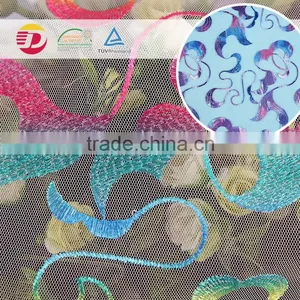 Nylon Polyester Tulle Lace Indian Block Print Fabric With High Quality thumbnail-5