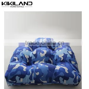 Kikiland Collection Fashion Navy Camouflage Dining Chair Pad With Ties thumbnail-1