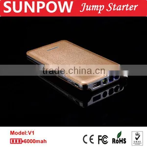 Sunpow 6000mah New Design Car Battery Charger and Luxury Gold Color Mini 12v Car Jump Starter With Air Compressor thumbnail-4