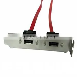 2 Ports ESATA + 4 Pin Power Bracket Slot to 2X7P Locking Latch SATA Data Cable+ 4P Power Cable thumbnail-1