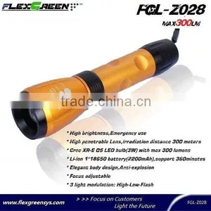 18650 Battery Zoom Function Q5 LED Copper Flashlight thumbnail-2