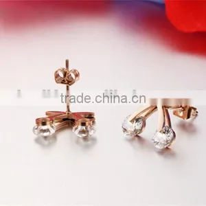 Hot Sale Popular Design Stainless Steel Zircon Earring for Girls thumbnail-3