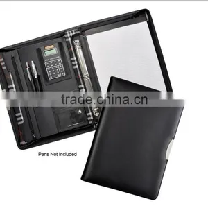 A4 Leather Bound Conference Ring Folder Black thumbnail-1