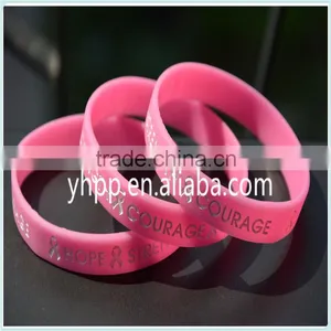 Custom Cancer Hope Strength Medical Alert Silicone Wristband Adult Bracelet Charity thumbnail-1