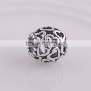 925 Sterling Silver Open Your Heart Openworks Charm Bead For European Beads Bracelets thumbnail-1