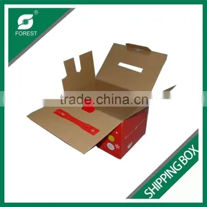 CORRUGATED FRUIT SHIPPING BOX FULL PRINTING SHIPPING BOX WITH PLASTIC HANDLE FOR PACKING FRESH FRUIT thumbnail-3