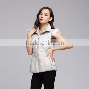 2015 Wholesale Warm Down Vest Women With Fox Fur thumbnail-2