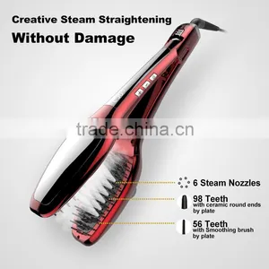 New Arrival Professional Electric Hot Air Brush Digital LCD Brush Steam Hair Straightener thumbnail-1