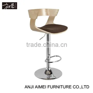French Rustic Wooden Bar Stools With Footrest AM-073B thumbnail-1