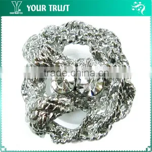 Vintage Crystal Rhinestone Silver Metal Nickel Free Shank Rhinestone Button thumbnail-1