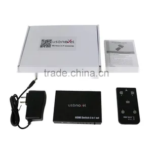 USBNOVEL 2016 New 3 in 1 Out HD MI Switch 3 Input and Output HD MI Selector With Power Adapter and Controller thumbnail-1