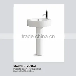 Washroom Sanitary Ware White Ceramic Pedestal Basin ET229GA thumbnail-1