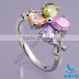 Copper Finger Rings With Colorful Zircons, Fashion Body Jewelry thumbnail-1