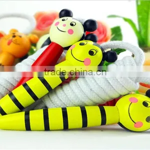 Kids Wood Skipping Jump Rope Wooden Green Bee Cartoon Animals Toy Party Favor Supply Fitness thumbnail-2
