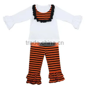 Knitted Baby Clothing Girls Ruffle Stripe Cotton Halloween Outfits 95% Cotton Baby Outfits thumbnail-1