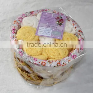 Custom Color Cotton Face Towel Packed in Willow Basket thumbnail-2