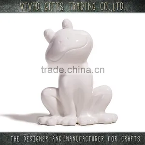 Porcelain and Ceramic Cute Sitting Frog Garden Decoration thumbnail-2