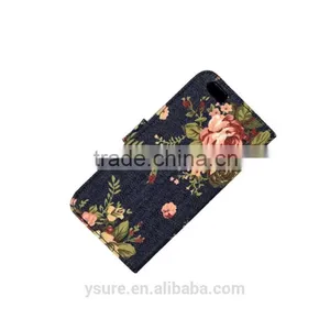 Flower Pattern Fabric Leather Phone Case For Asus Zenfone 2 With PVC ID and Credit Card Slots thumbnail-3