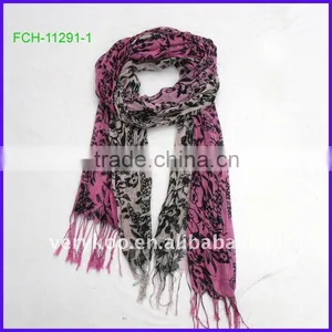 Flower Two Colored Side Long Scarf (FCH-11291-1) thumbnail-1