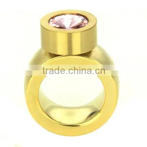 Stainless Steel 2014 8k Gold Plated Diamond Engagment Brand Women Ring thumbnail-1