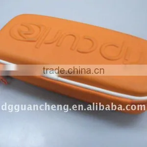 Embossed Logo Eva Moulded EVA pu Leather Pencil Case thumbnail-1