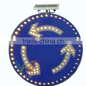 Aluminum Solar Powered Informative Warning Roundabout Flashing Led Traffic Sign thumbnail-1