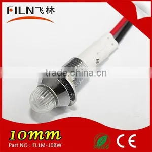 Filn 10mm Panel Mount Metal Chrome Plated Brass Bezel Pre Wired Super Bright Red Lens Bidirectional Led Indicator Panel Light thumbnail-5