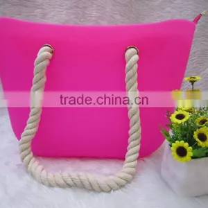 Hot Sell Beach Bag Tote With Zipper Closure, Red Silicone thumbnail-1