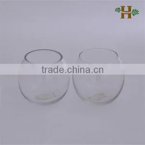 Tabletop Decorative Round Black Glass Vase, Round Glass Fish Bowl thumbnail-2