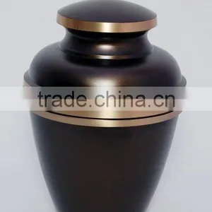 Metal Brass Funeral Caskets and Urns Black Cremation Urns With Front Broad Border On The Front thumbnail-1