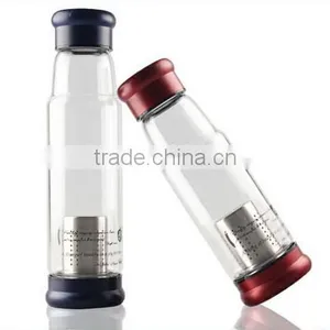 Popular Fancy Pyrex Fruit Infuser Glass Water Bottle With Silicone Sleeve thumbnail-1
