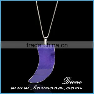 Ivory Shape Genuine Natural Agate Necklace Crystal Stone Pendant Necklace thumbnail-5