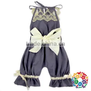 New Girl Grey Ivory Haven Romper Little Girls Bubble Short Romper thumbnail-1