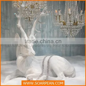 White Fiberglass Life Size Deer Animal Statues for Christmas Decor thumbnail-2