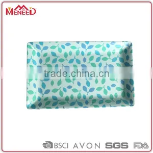 Square Oblong Green Leaves Matte Printing Melamine Plastic Baby Food Freezer Tray thumbnail-1