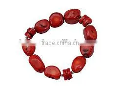 Wholesale 7", 15x20mm Also Mens Irregular Shaped Red Coral Bracelets thumbnail-1