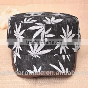 Colorful Maple Leaf Printed Denim Military Caps and Hats thumbnail-4