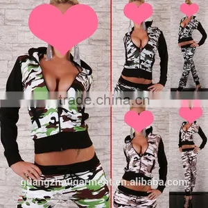 NEW SEXY WOMENS HOT HOODIE SPORTS WEAR CAMO thumbnail-1
